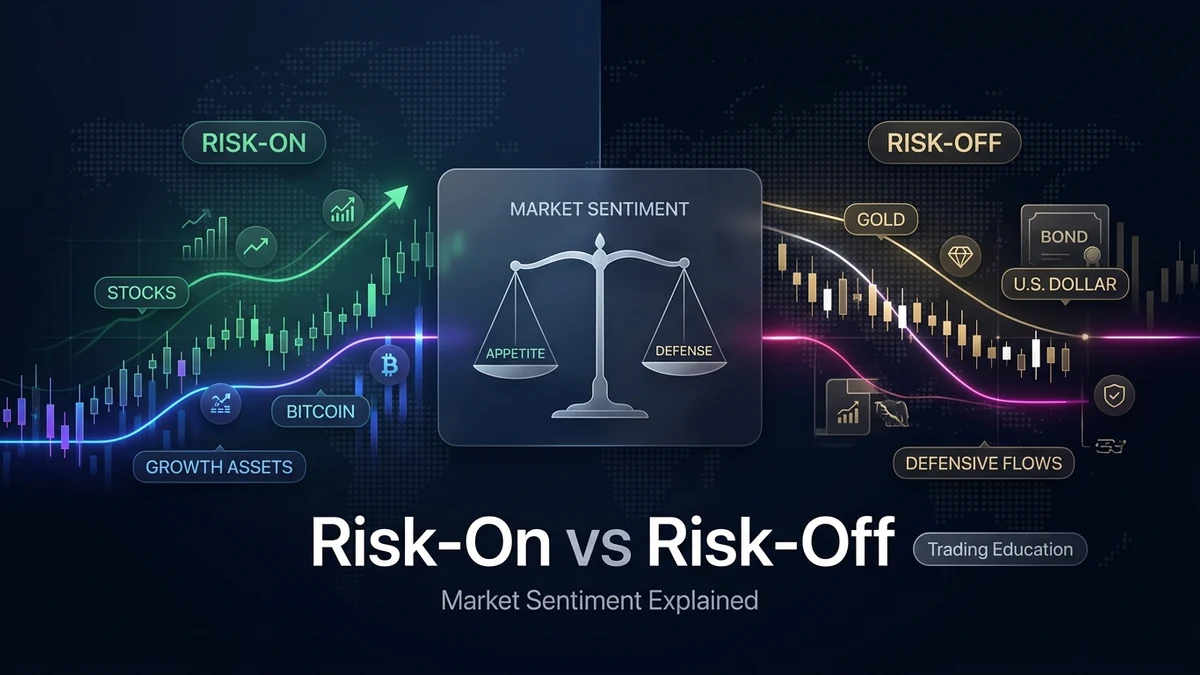 Premium Masterrit blog image explaining risk-on and risk-off market sentiment